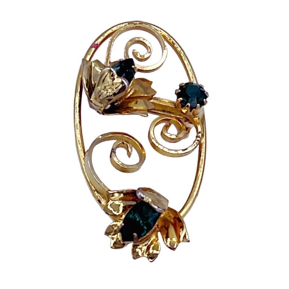 Vintage brooch with green cut crystal floral brooch